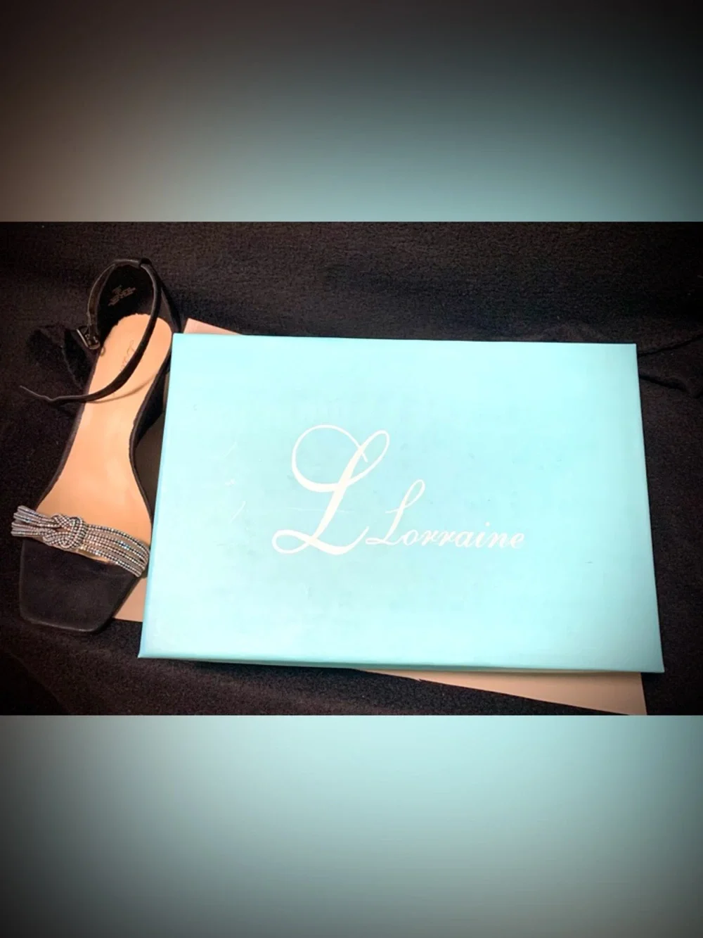 💎L. Lorraine “Jackie” Black Multi Rhinestone Wedge Size 10 Original Box